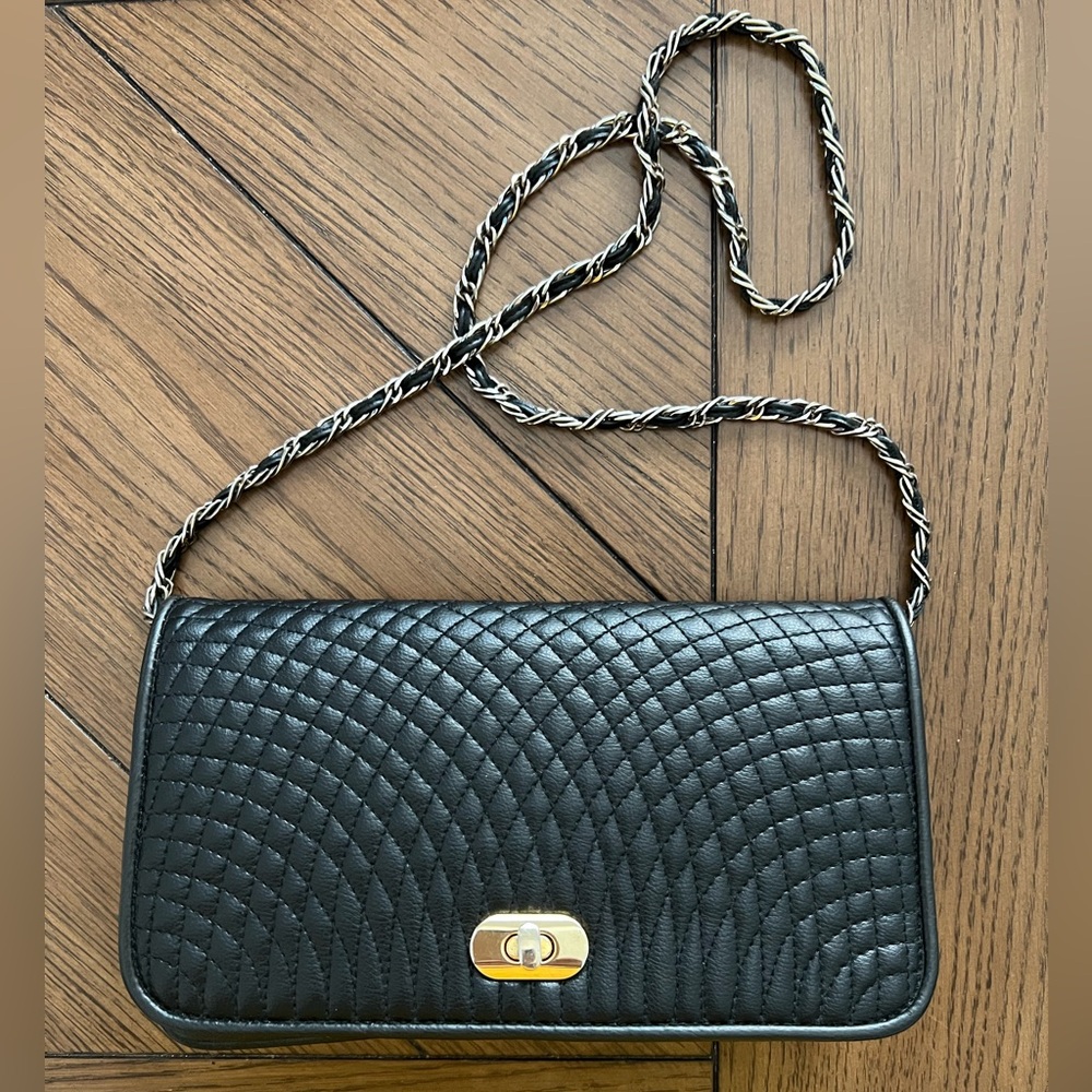 Vintage Ande Black Chain Bag quilted leather crossbody clutch classy